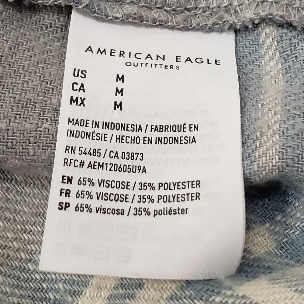 American Eagle Womens Babydoll Soft Oversized Flannel Button Top Size Medium - Picture 5 of 6